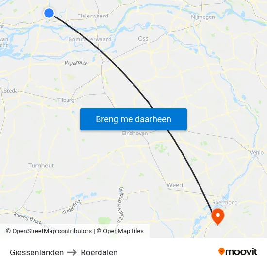 Giessenlanden to Roerdalen map