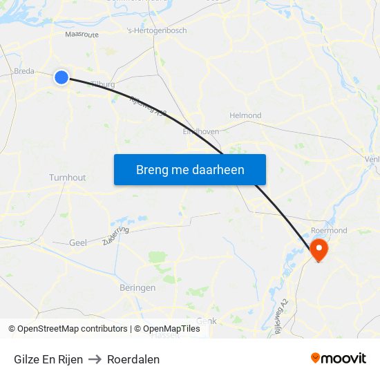 Gilze En Rijen to Roerdalen map