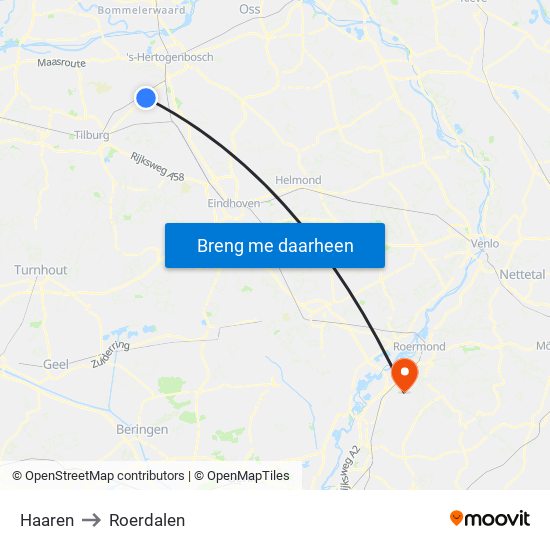 Haaren to Roerdalen map