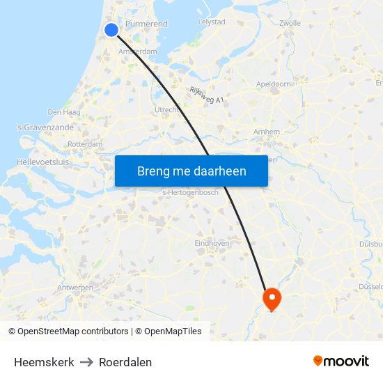 Heemskerk to Roerdalen map