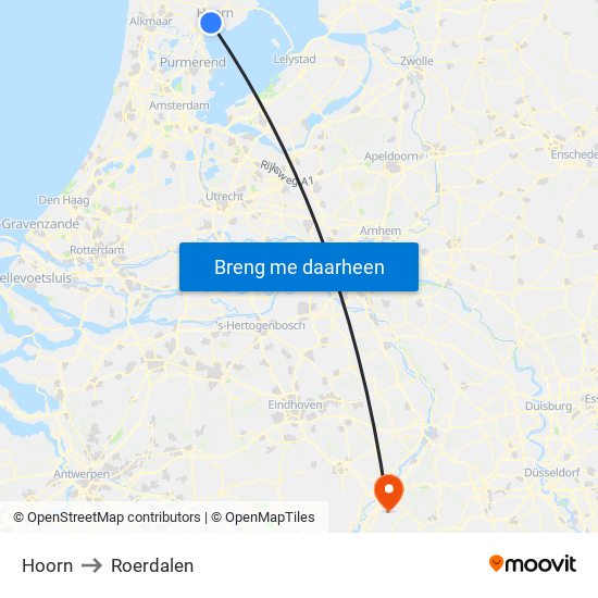 Hoorn to Roerdalen map