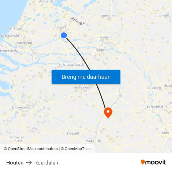 Houten to Roerdalen map