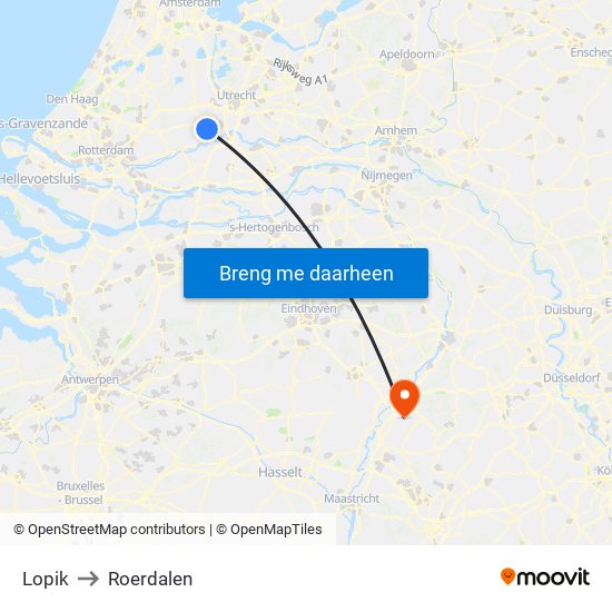 Lopik to Roerdalen map