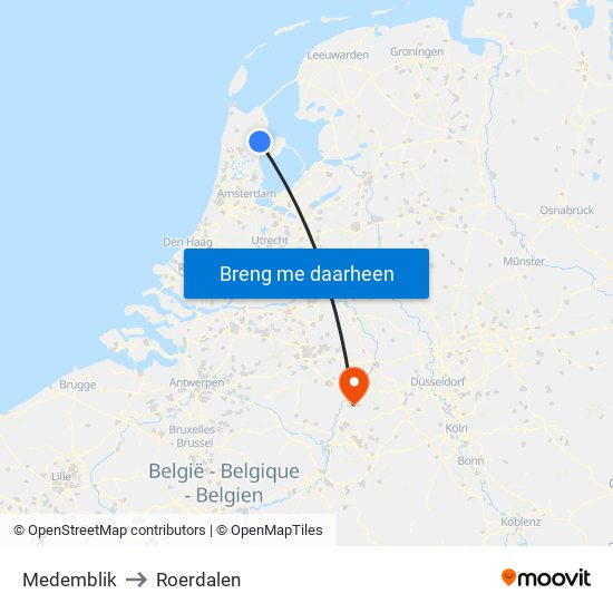 Medemblik to Roerdalen map