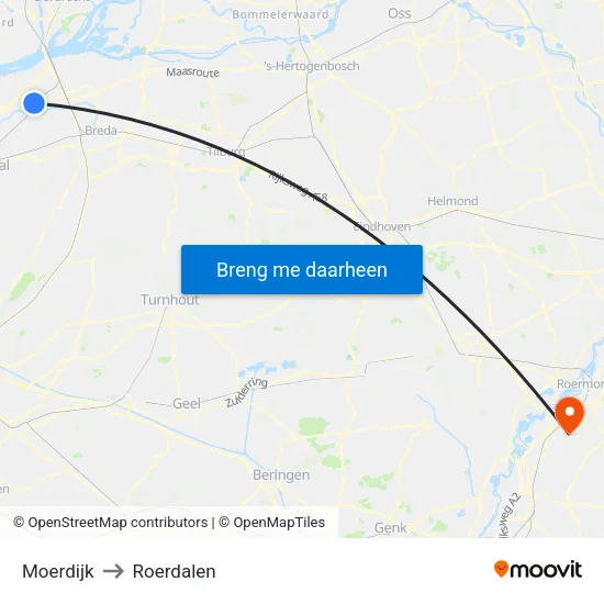 Moerdijk to Roerdalen map