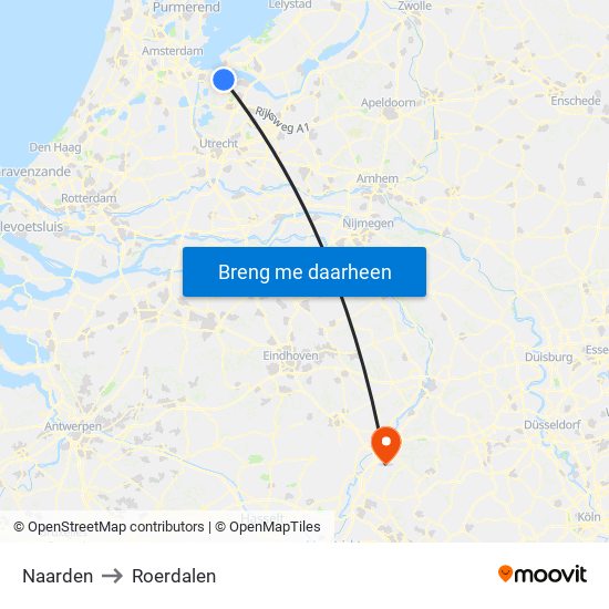 Naarden to Roerdalen map
