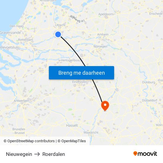 Nieuwegein to Roerdalen map