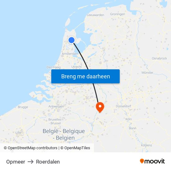 Opmeer to Roerdalen map