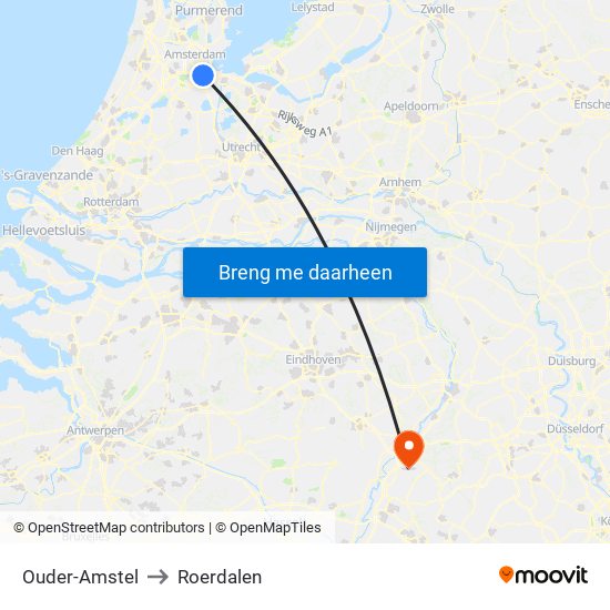 Ouder-Amstel to Roerdalen map