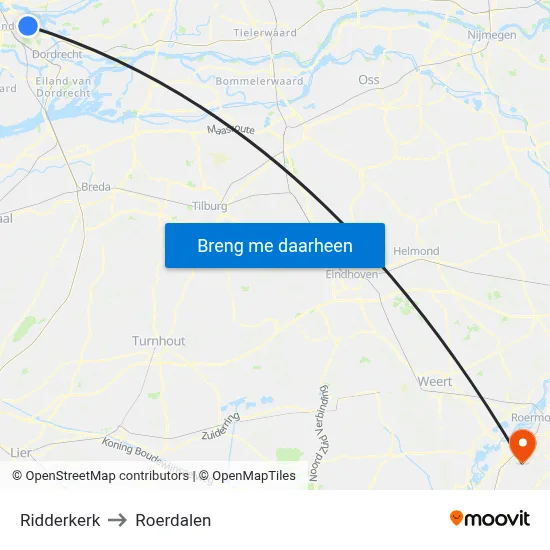Ridderkerk to Roerdalen map