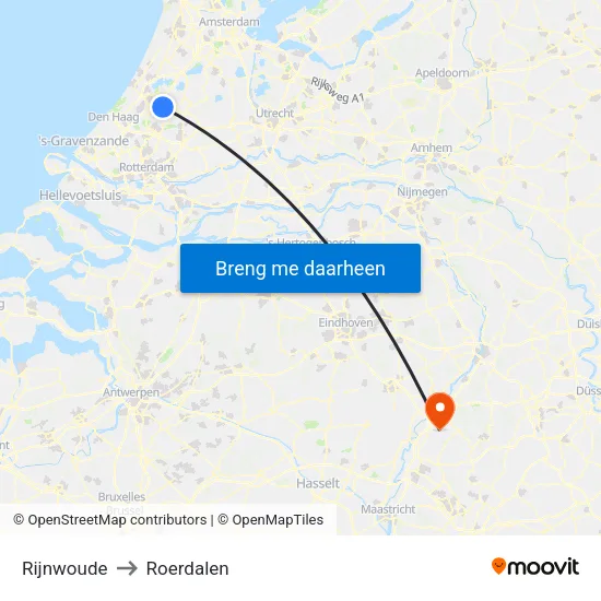 Rijnwoude to Roerdalen map