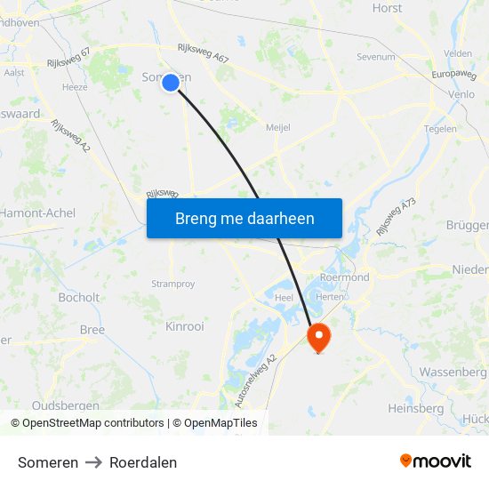 Someren to Roerdalen map