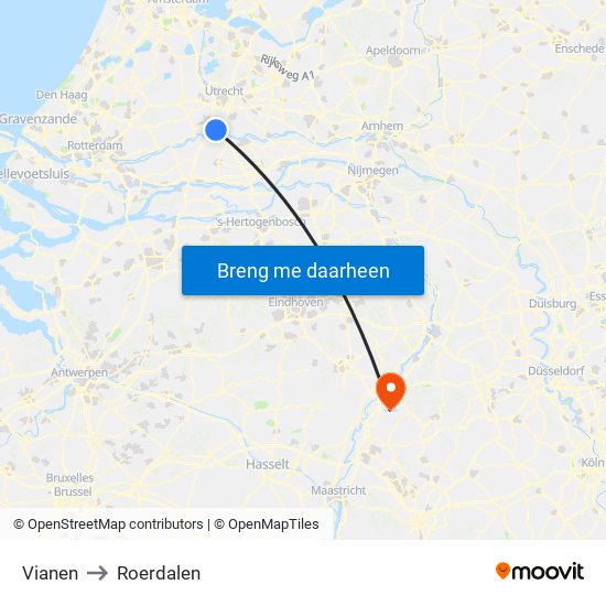 Vianen to Roerdalen map