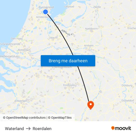 Waterland to Roerdalen map