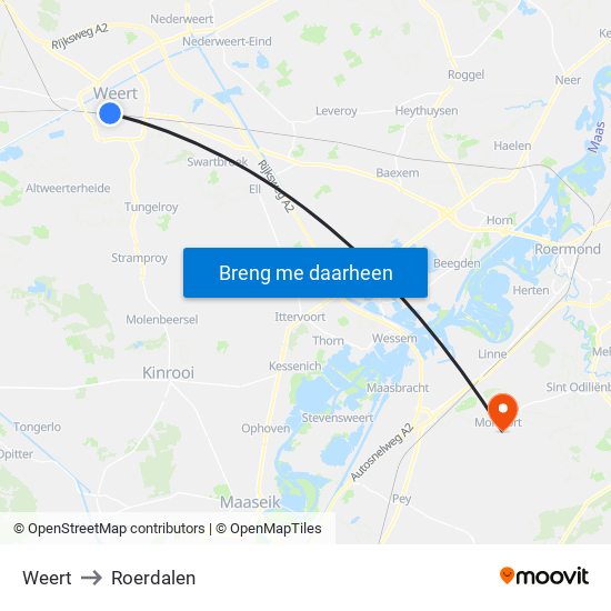 Weert to Roerdalen map