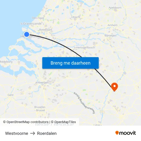 Westvoorne to Roerdalen map