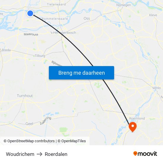 Woudrichem to Roerdalen map