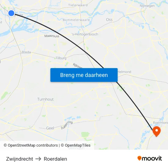 Zwijndrecht to Roerdalen map