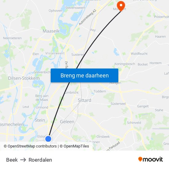 Beek to Roerdalen map