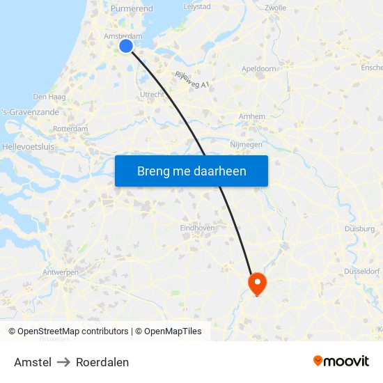 Amstel to Roerdalen map