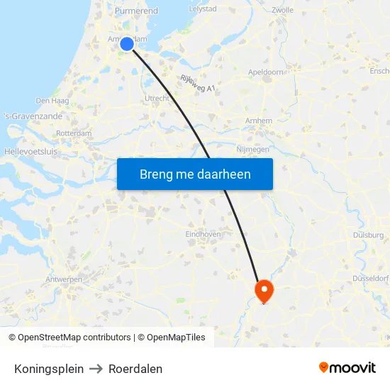 Koningsplein to Roerdalen map