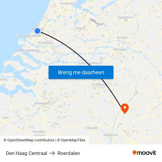 Den Haag Centraal to Roerdalen map