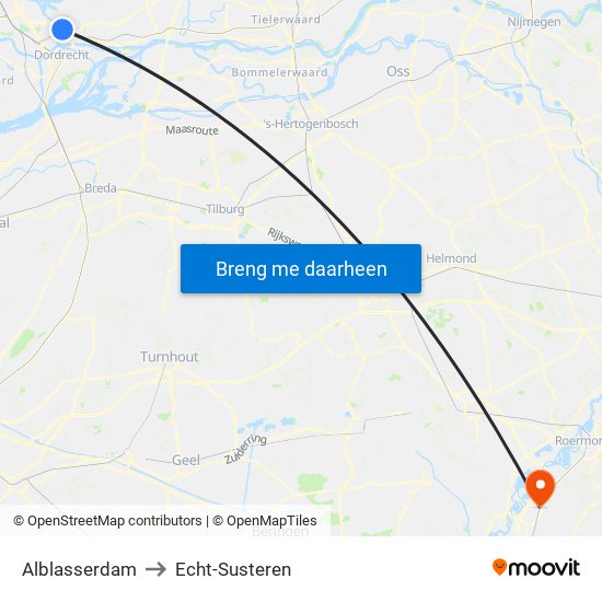 Alblasserdam to Echt-Susteren map