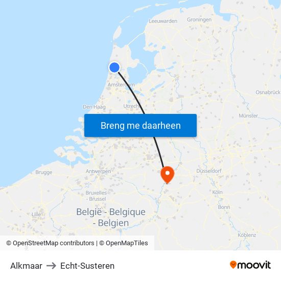 Alkmaar to Echt-Susteren map