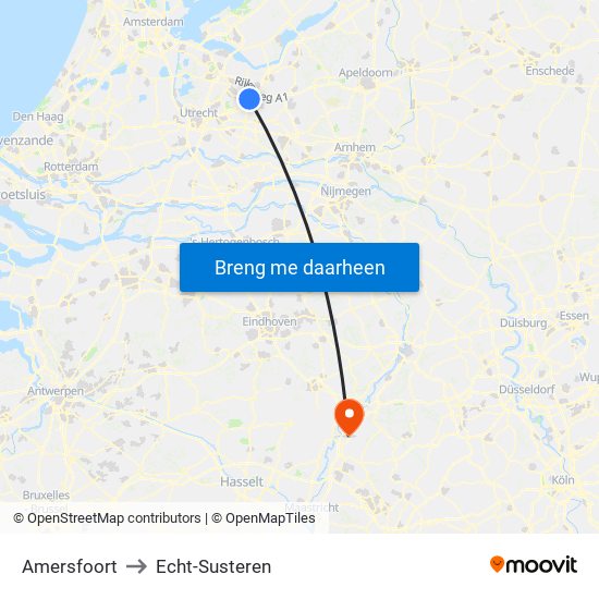 Amersfoort to Echt-Susteren map