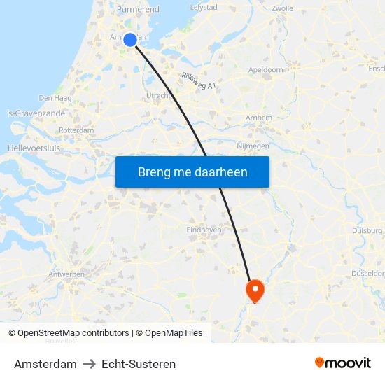 Amsterdam to Echt-Susteren map
