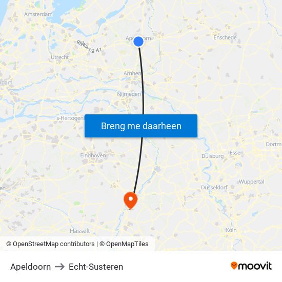 Apeldoorn to Echt-Susteren map