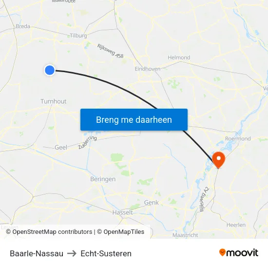 Baarle-Nassau to Echt-Susteren map