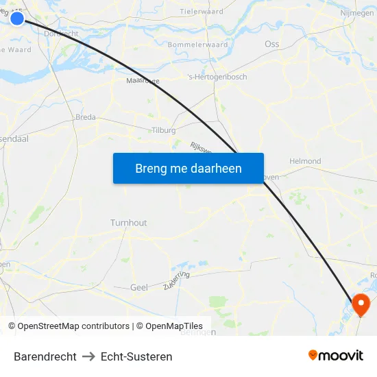 Barendrecht to Echt-Susteren map