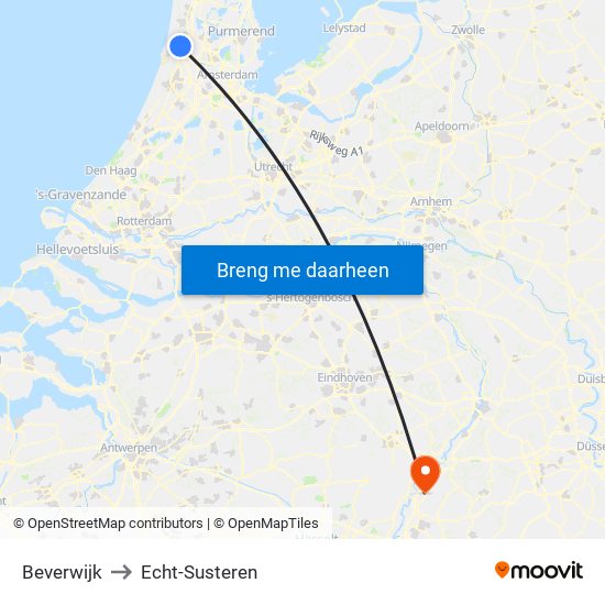 Beverwijk to Echt-Susteren map