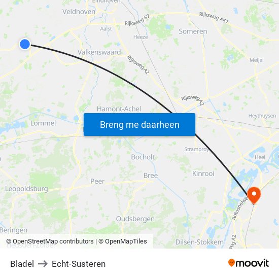 Bladel to Echt-Susteren map