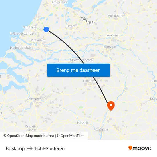 Boskoop to Echt-Susteren map
