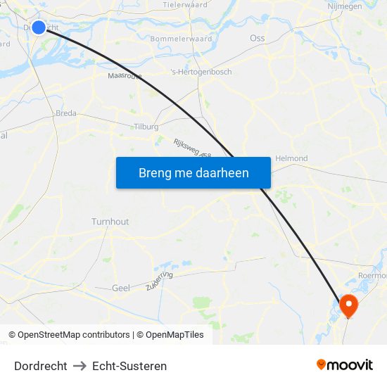 Dordrecht to Echt-Susteren map