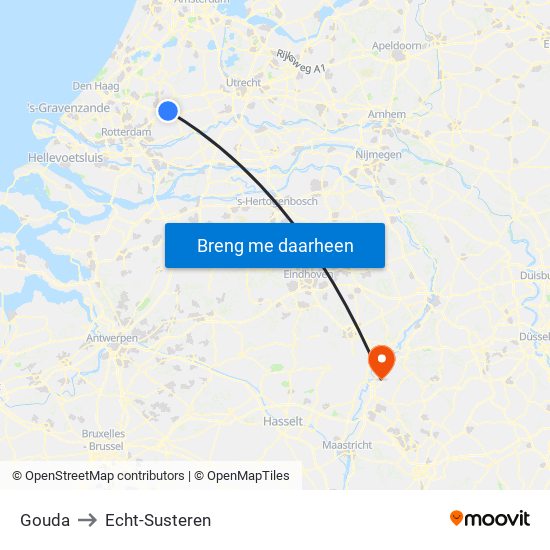 Gouda to Echt-Susteren map