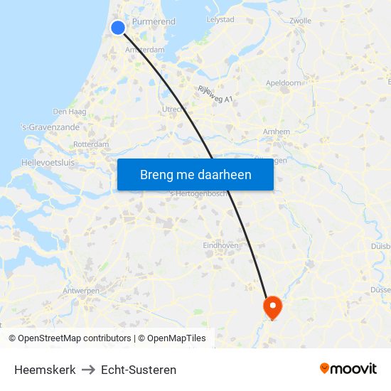 Heemskerk to Echt-Susteren map