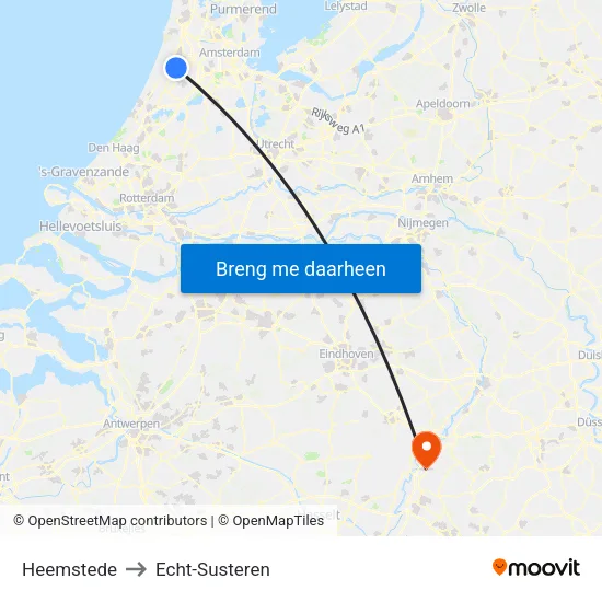 Heemstede to Echt-Susteren map
