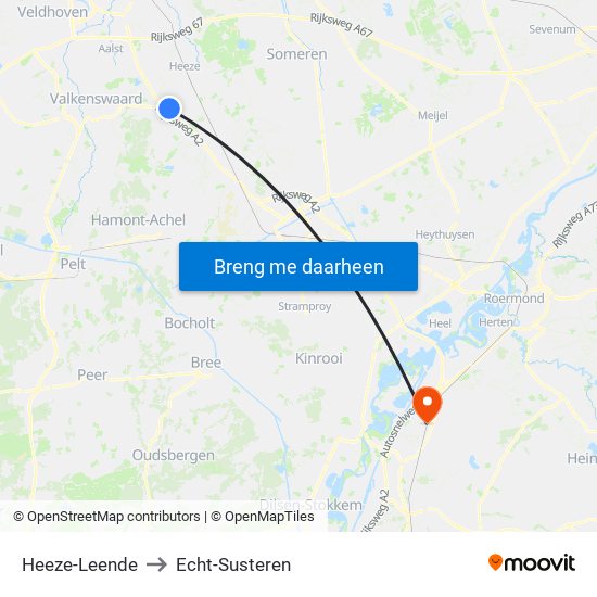 Heeze-Leende to Echt-Susteren map