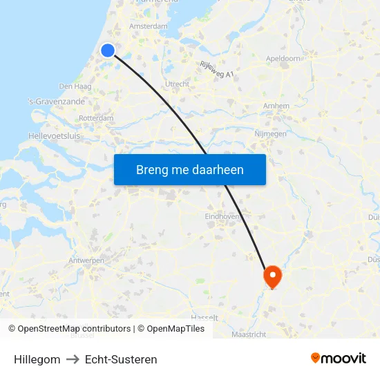 Hillegom to Echt-Susteren map
