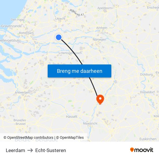 Leerdam to Echt-Susteren map