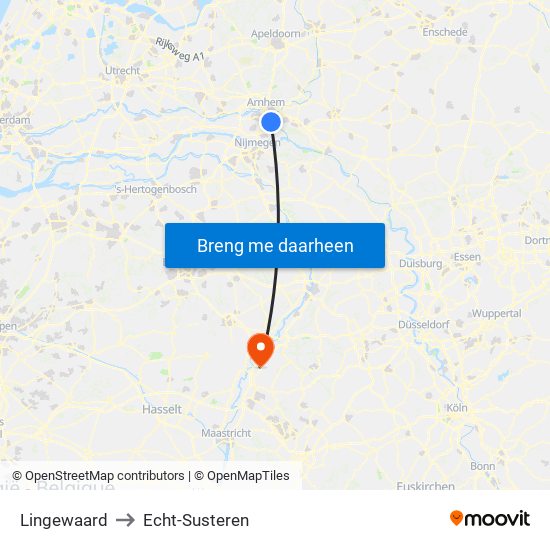 Lingewaard to Echt-Susteren map