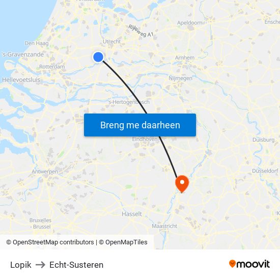 Lopik to Echt-Susteren map