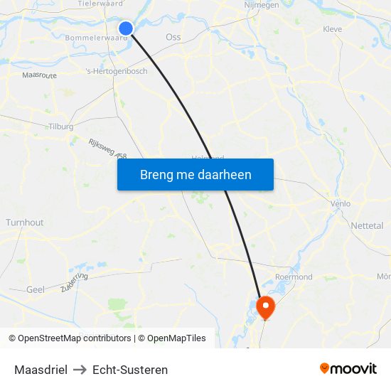 Maasdriel to Echt-Susteren map