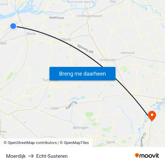 Moerdijk to Echt-Susteren map