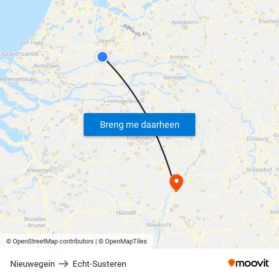 Nieuwegein to Echt-Susteren map
