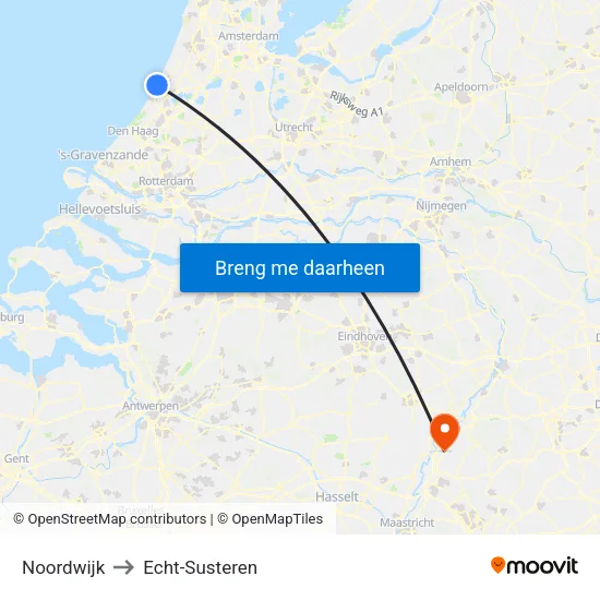 Noordwijk to Echt-Susteren map