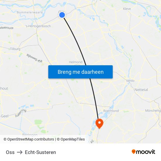 Oss to Echt-Susteren map